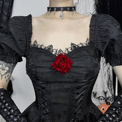Gothic Vampire Puff Sleeve Mini Dress