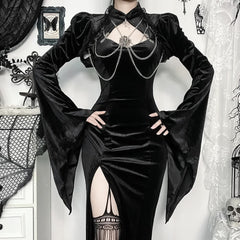 Top gótico de terciopelo con cadena