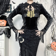 Gothic Velvet Fringe Shrug Top