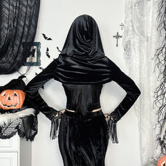 Gothic Velvet Fringe Shrug Top