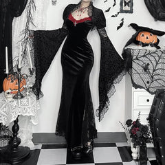 Gothic Velvet Lace Maxi Dress