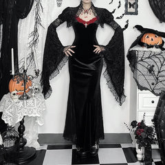 Gothic Velvet Lace Maxi Dress