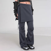 Gray Alternative Aesthetic High Waist Flare Skirt Pants