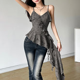 Grunge Distressed Asymmetrical Sleeveless Top