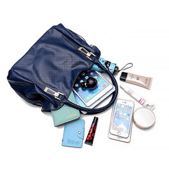 Handles and Top Faux with Handbag Black Leather