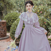Vestido vintage eduardiano de ninfa lila