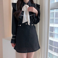 Camisa ligera de Academia con volantes y lazo