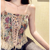 Top bustier de encaje estilo cottagecore
