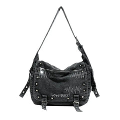 Vintage Denim Motorcycle Crossbody Bag