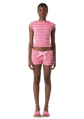 Strappy Vest With Lace Trim And Shorts