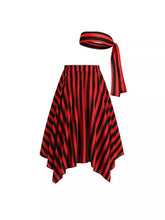 Pirate-Striped Headscarf Skirt Set