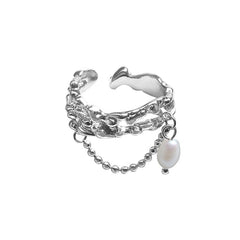 Abstraktes Kunstdesign Ästhetischer Perlenanhänger Metallring