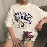 Camiseta extragrande de algodón con letras estampadas de oso polar antártico