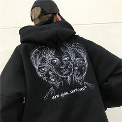 Sind Sie ernst Buchstaben gedruckt grau schwarz übergroßen Hoodie