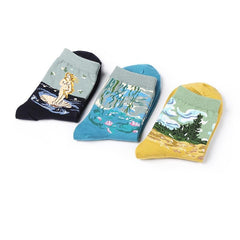 Calcetines estéticos de algodón con diseño de dibujos artísticos