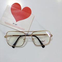 Gafas coreanas transparentes con montura metálica de aviador