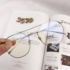 Gafas coreanas transparentes con montura metálica de aviador