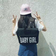 Mochila universitaria rosa y negra para niña