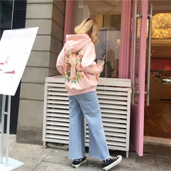 Langarm-Kapuzenpullover mit Vintage-Angels-Dame-Aquarell-Print