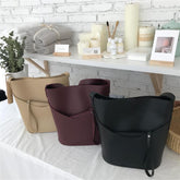 Bolso bandolera básico de piel sintética beige, rojo y negro con monedero.