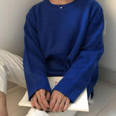 Suéter básico de punto de gran tamaño con cuello redondo