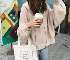 Sudadera básica con capucha y cremallera de gran tamaño