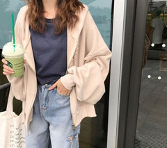 Sudadera básica con capucha y cremallera de gran tamaño