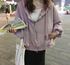 Sudadera básica con capucha y cremallera de gran tamaño