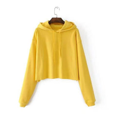 Sudadera corta con capucha básica de color sólido