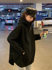 Sudadera larga con capucha cálida de color sólido básico