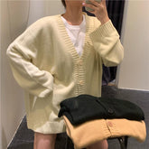 Cárdigan de punto básico de estética coreana con colores sólidos