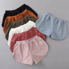 Shorts deportivos básicos de colores dulces y finos con elástico