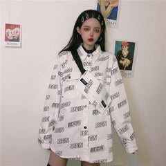 Chaqueta vaquera estética verde con estampado de letras Begin