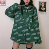Chaqueta vaquera estética verde con estampado de letras Begin