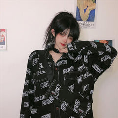 Chaqueta vaquera estética verde con estampado de letras Begin