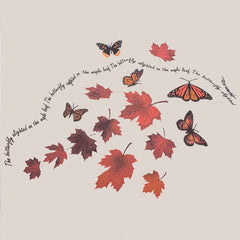 Sudadera holgada con estampado de mariposas estéticas otoñales en beige