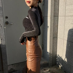 Blusa de manga larga fina y brillante Believe In Yourself