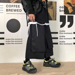 Pantalones anchos de dos piezas con efecto estético negro