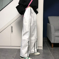 Pantalones negros de cintura alta con elástico extragrande