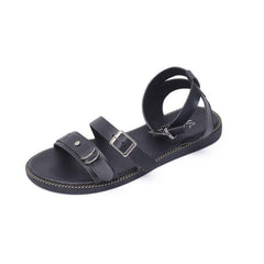 Schwarz-braune Gladiator-Sandalen mit Schnallenriemen