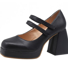 Schwarz Cremeweiß Klassische dicke High Heel Sandaletten