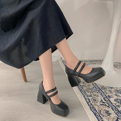 Schwarz Cremeweiß Klassische dicke High Heel Sandaletten