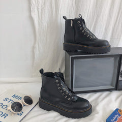 Black Aesthetic Platform Zipper Boots