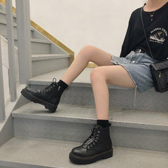 Black Aesthetic Platform Zipper Boots