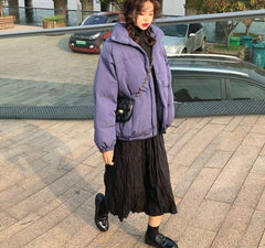 Black Elastic Waist Long Skirt