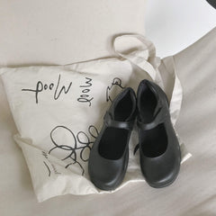 Schwarze Kawaii Vintage Ästhetik Pu Leder Sandalen