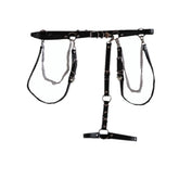 Cinturón de cuero sintético negro con hebilla de corazón y cadena de liga