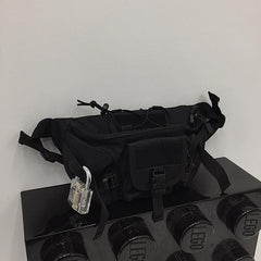 Schwarze Rave Clothing – Große Gürteltasche mit mehreren Taschen