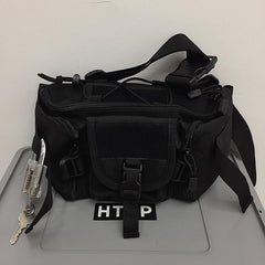 Schwarze Rave Clothing – Große Gürteltasche mit mehreren Taschen