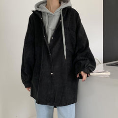 Schwarz-rotes Tumblr Grunge Oversized Cordhemd